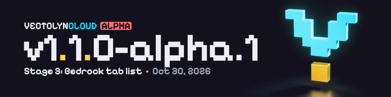 Release banner example: v1.1.0-alpha.1: ALPHA badge, red