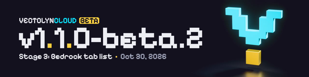 Release banner example: v1.1.0-beta.2: BETA badge, gold